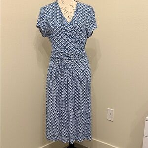 Anthropologie Boden Blue Lolo Jersey Wrap Dress